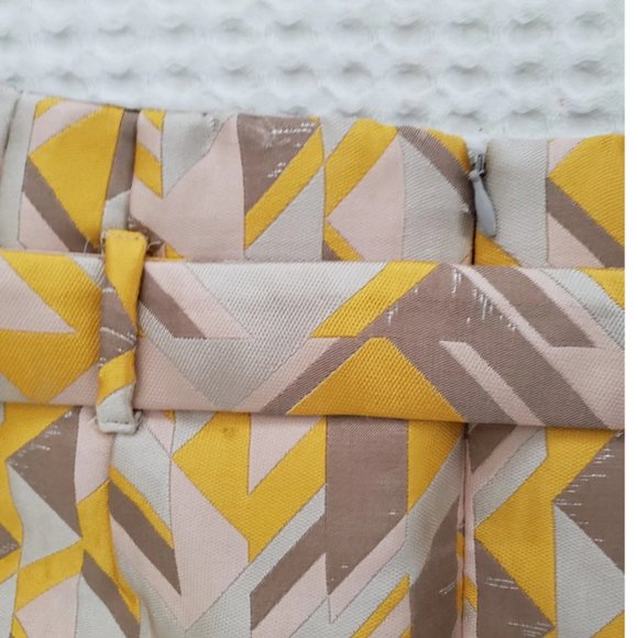 Etcetera yellow abstract high-waisted front slit tie waist pencil skirt 8 - Picture 2 of 4